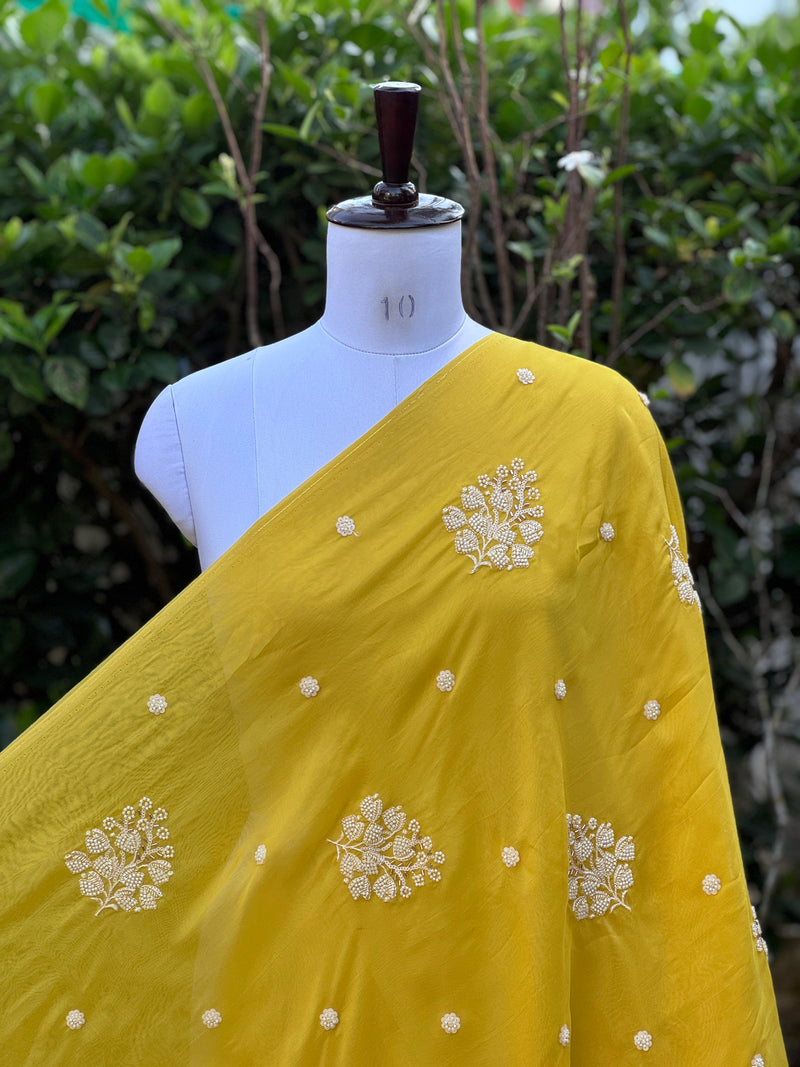 Bead & Pearl Embroidered Viscose Organza Fabrics