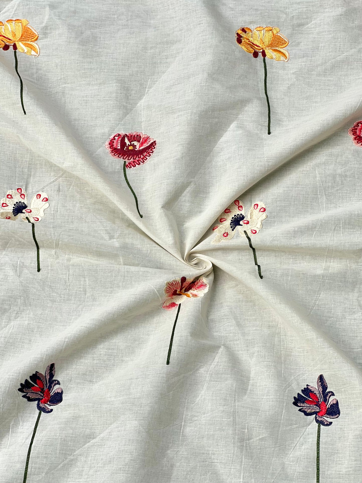 Embroidered Kora Cotton Fabric