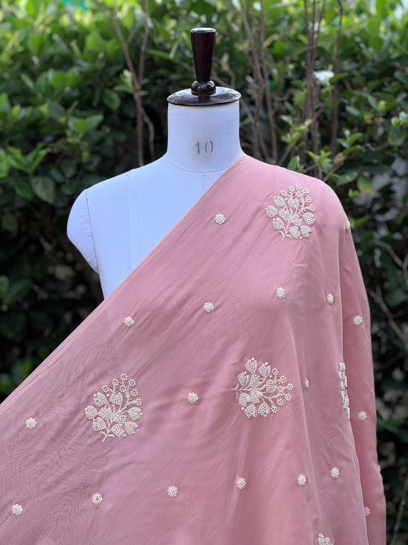 Bead & Pearl Embroidered Viscose Organza Fabrics
