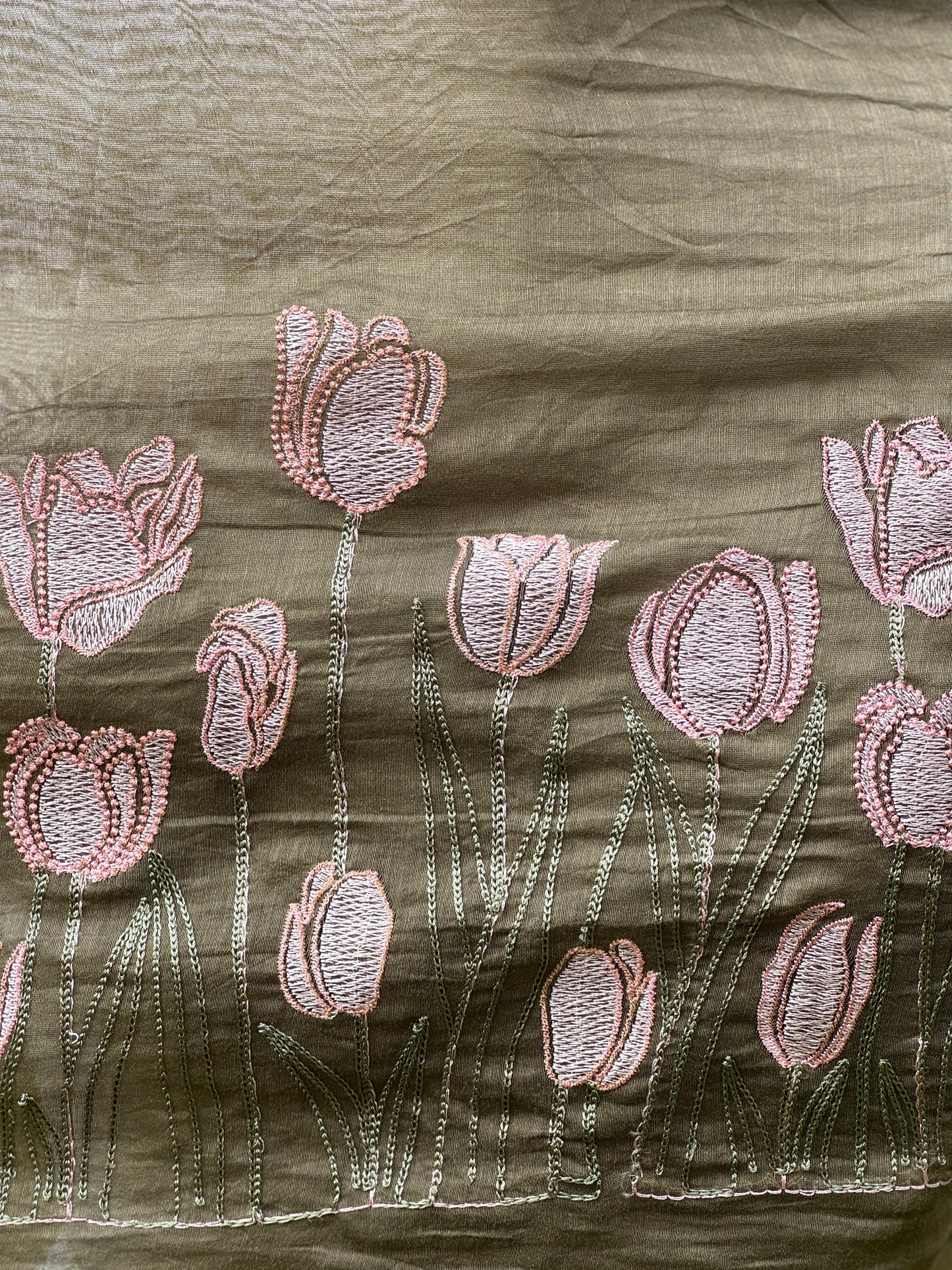 Border Embroidered 40gm Banarasi Chanderi Fabrics