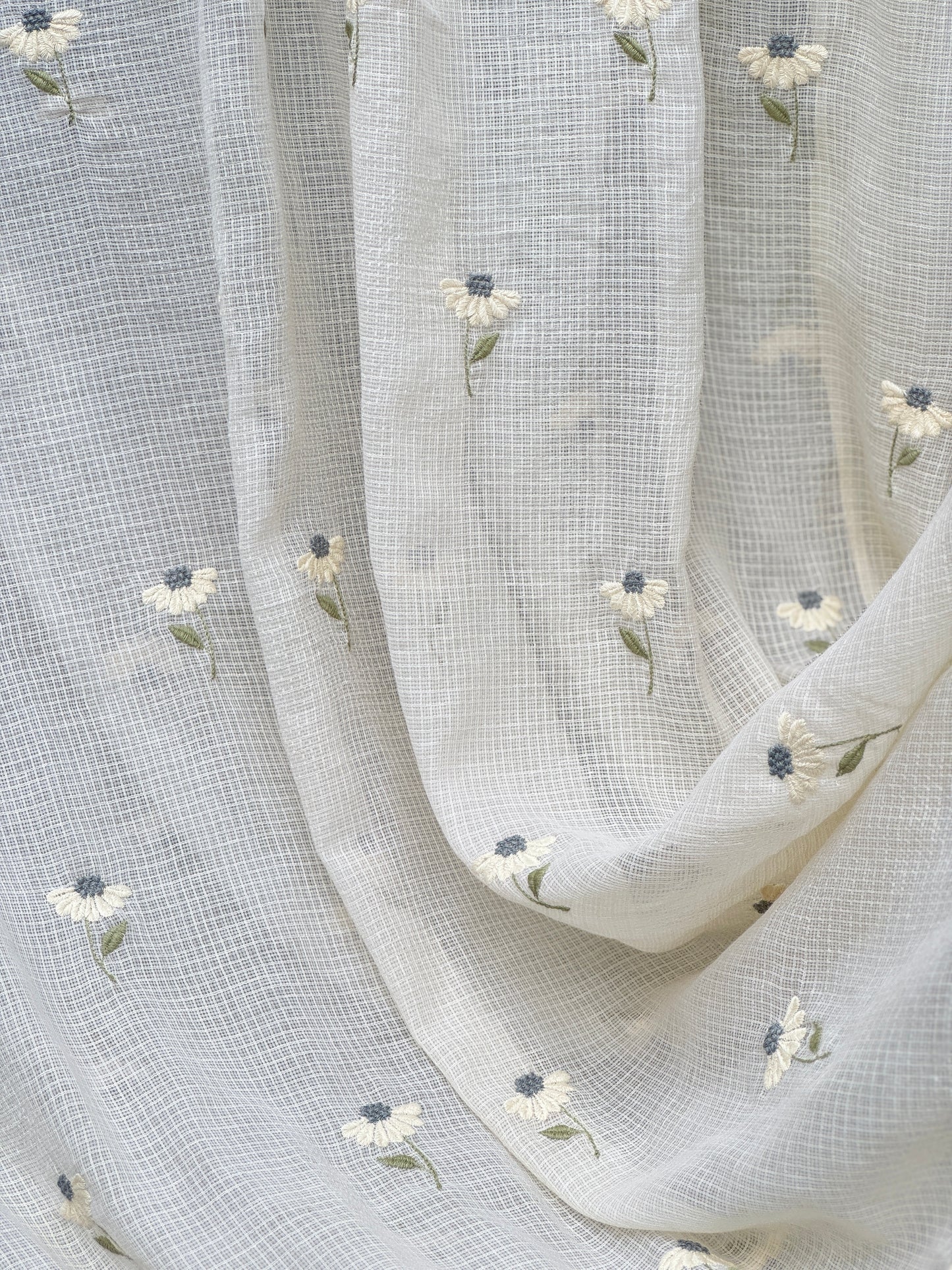 Embroidered Kota Fabric