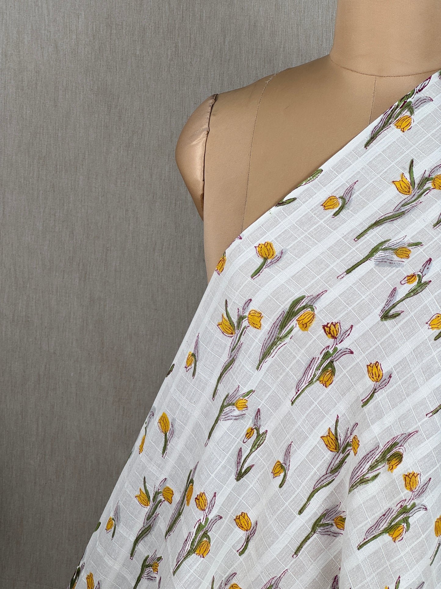 Block Printed Dobby Cotton Fabric