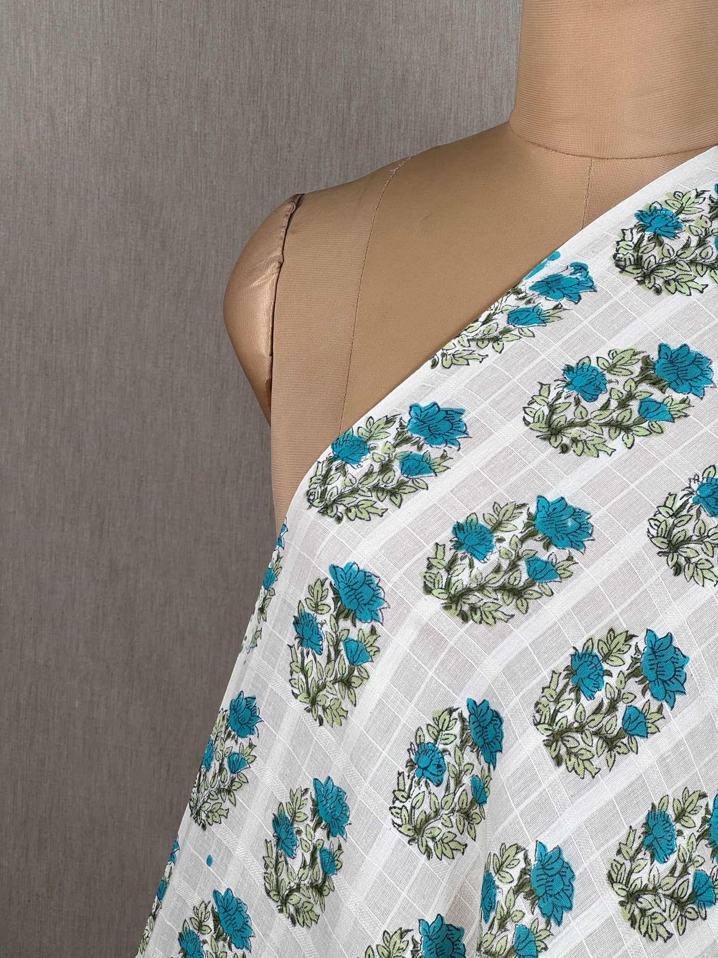 Block Printed Dobby Cotton Fabric