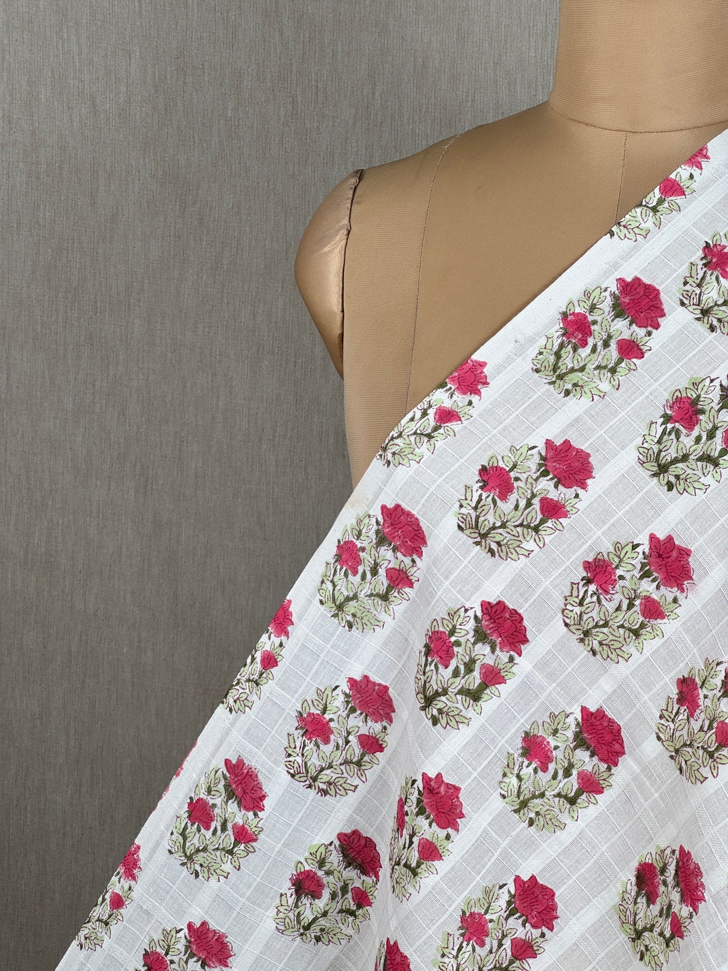 Block Printed Dobby Cotton Fabric