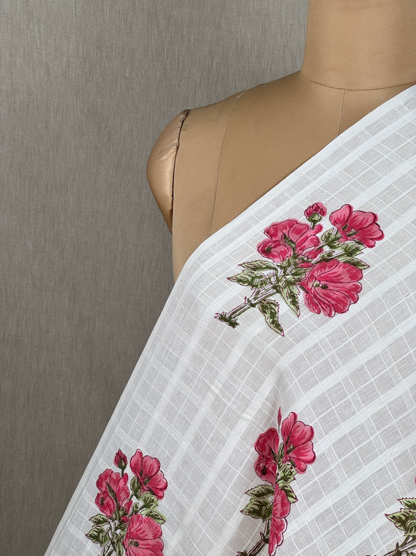 Block Printed Dobby Cotton Fabric