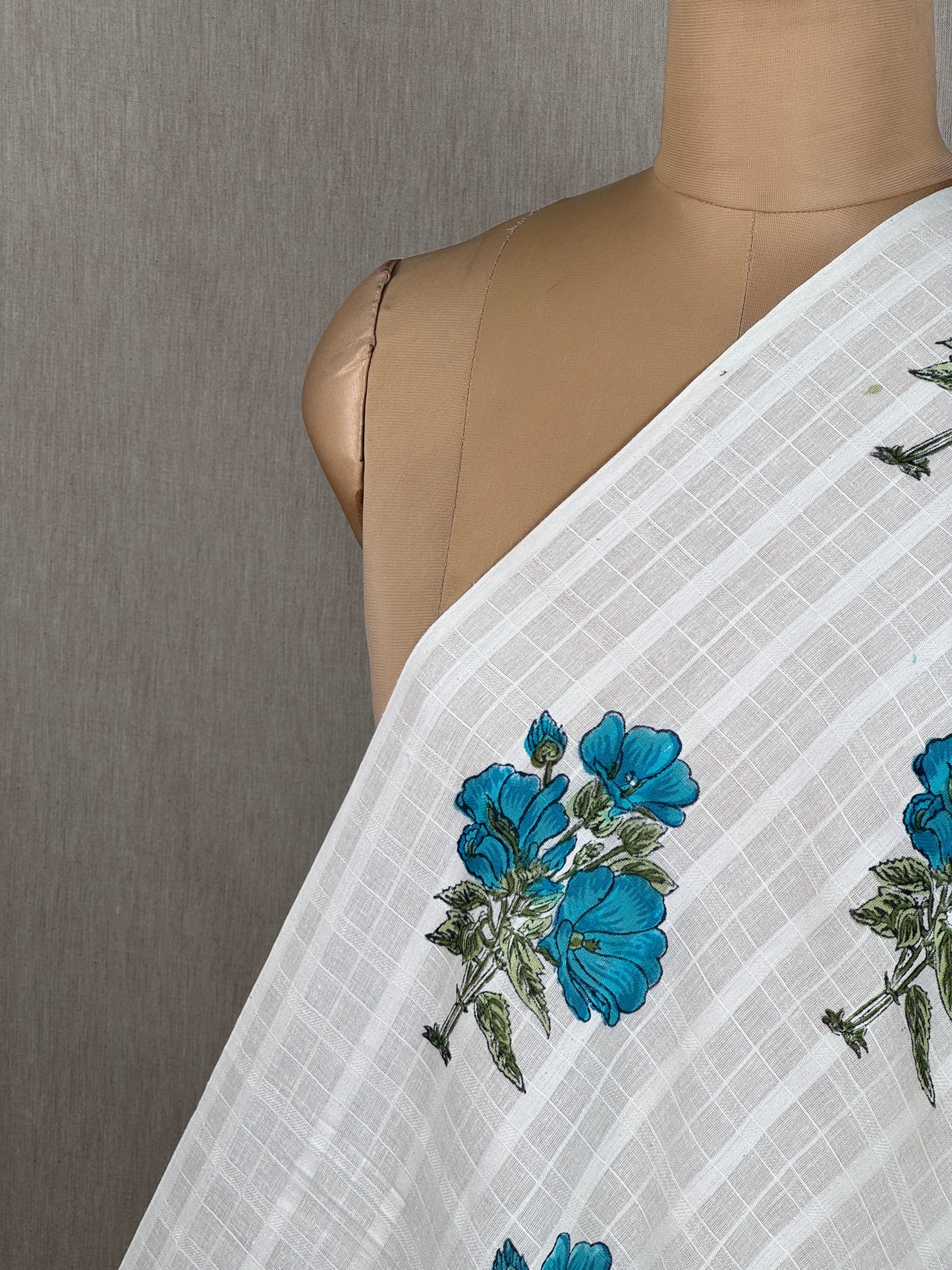 Block Printed Dobby Cotton Fabric