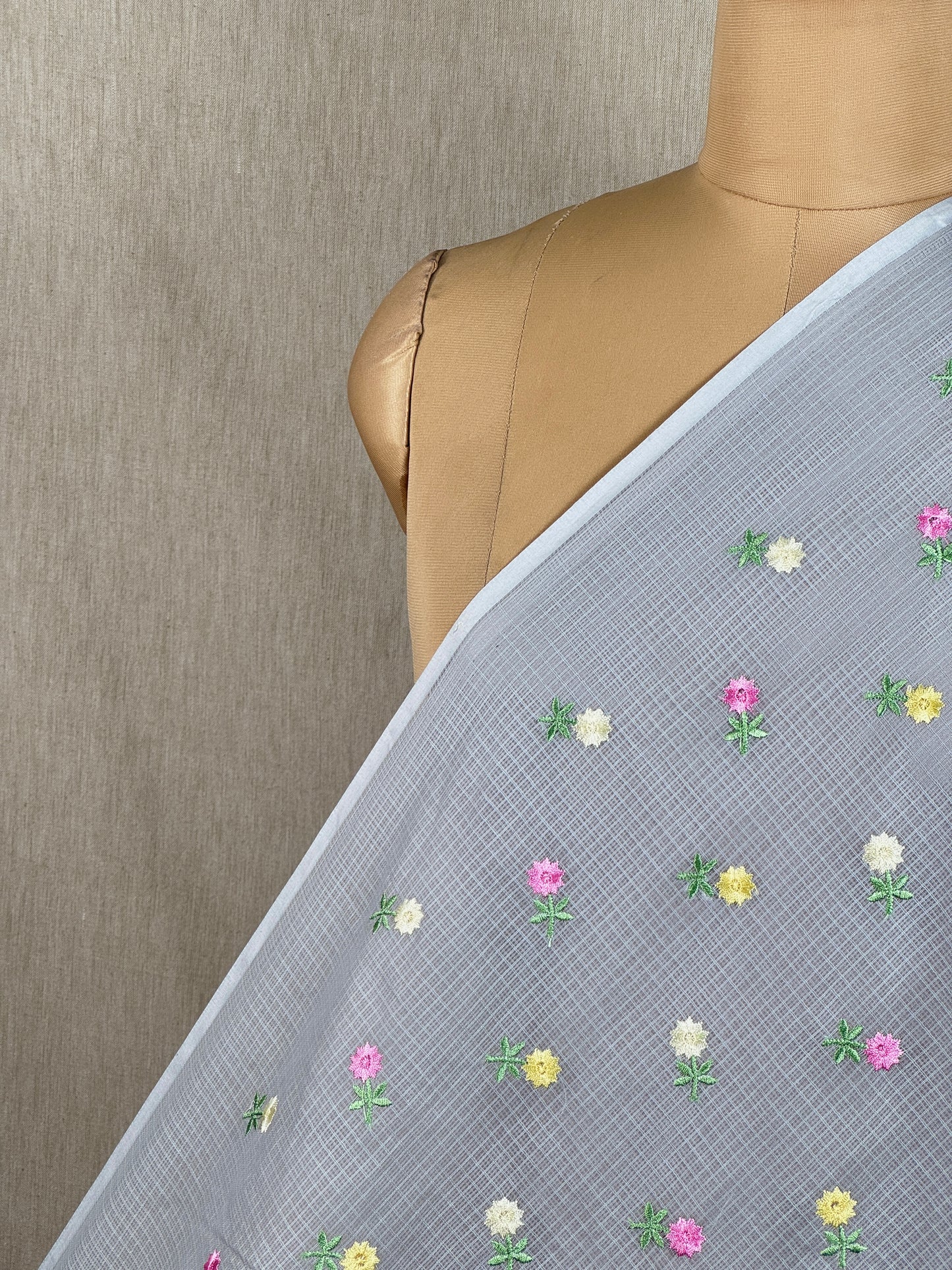 Embroidered Kota Fabric