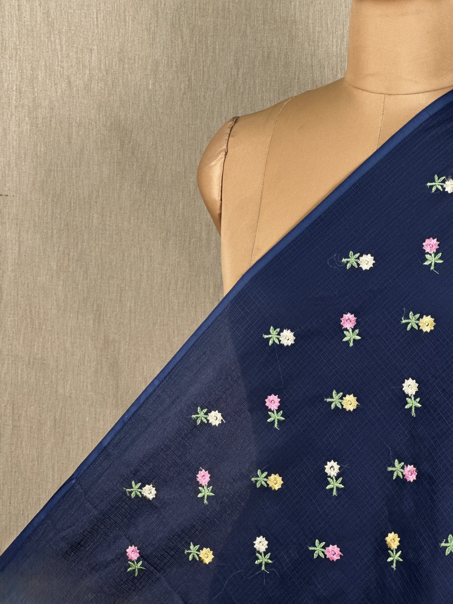 Embroidered Kota Fabric