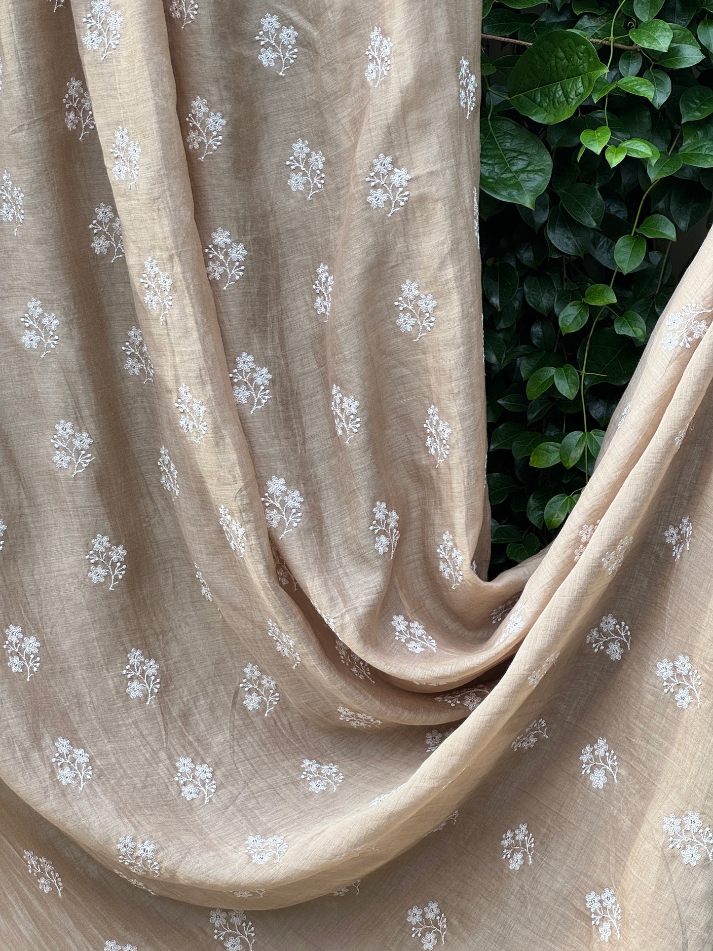 Embroidered 40 gm Banarasi Chanderi Fabric