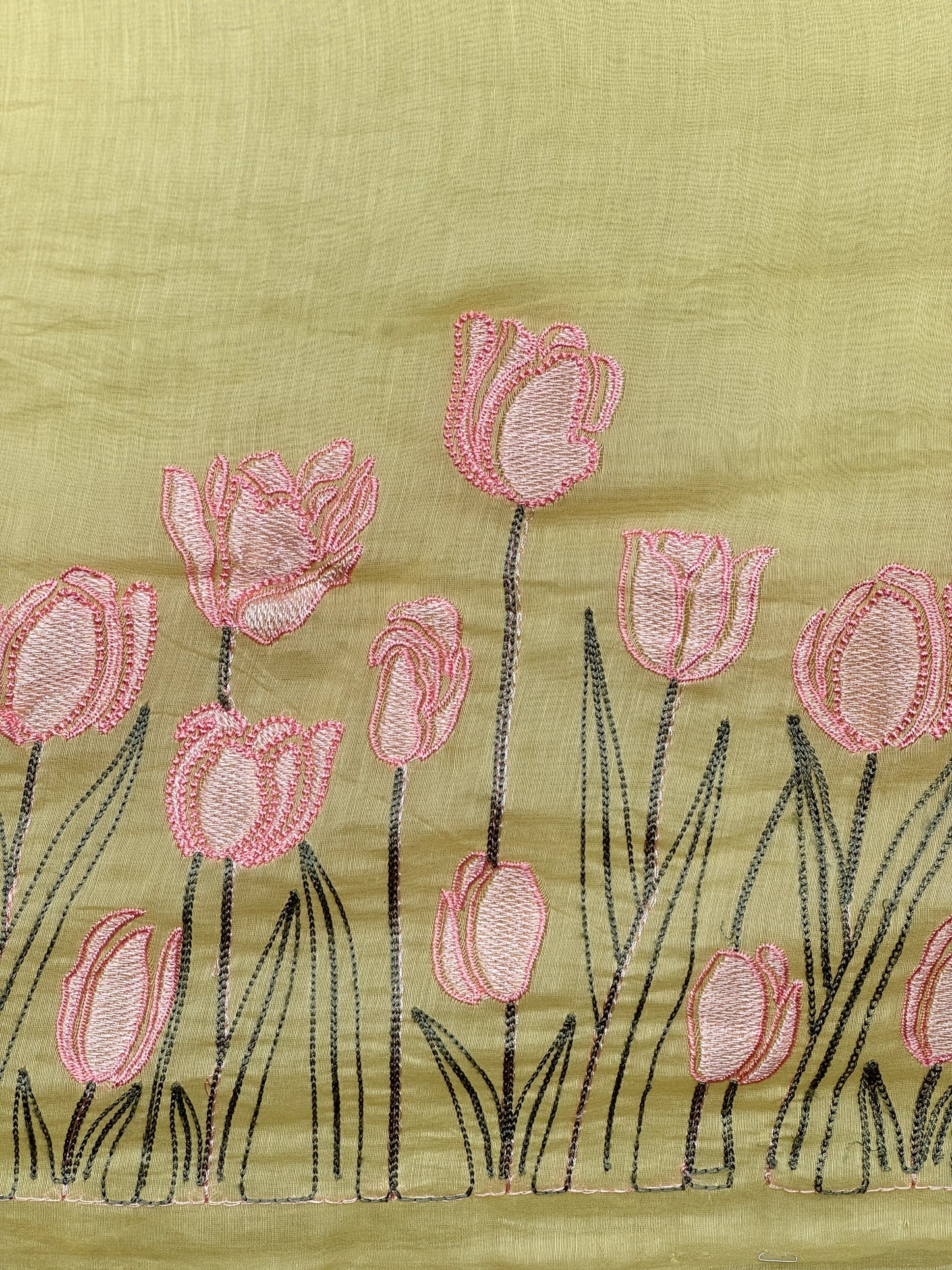 Border Embroidered 40gm Banarasi Chanderi Fabrics