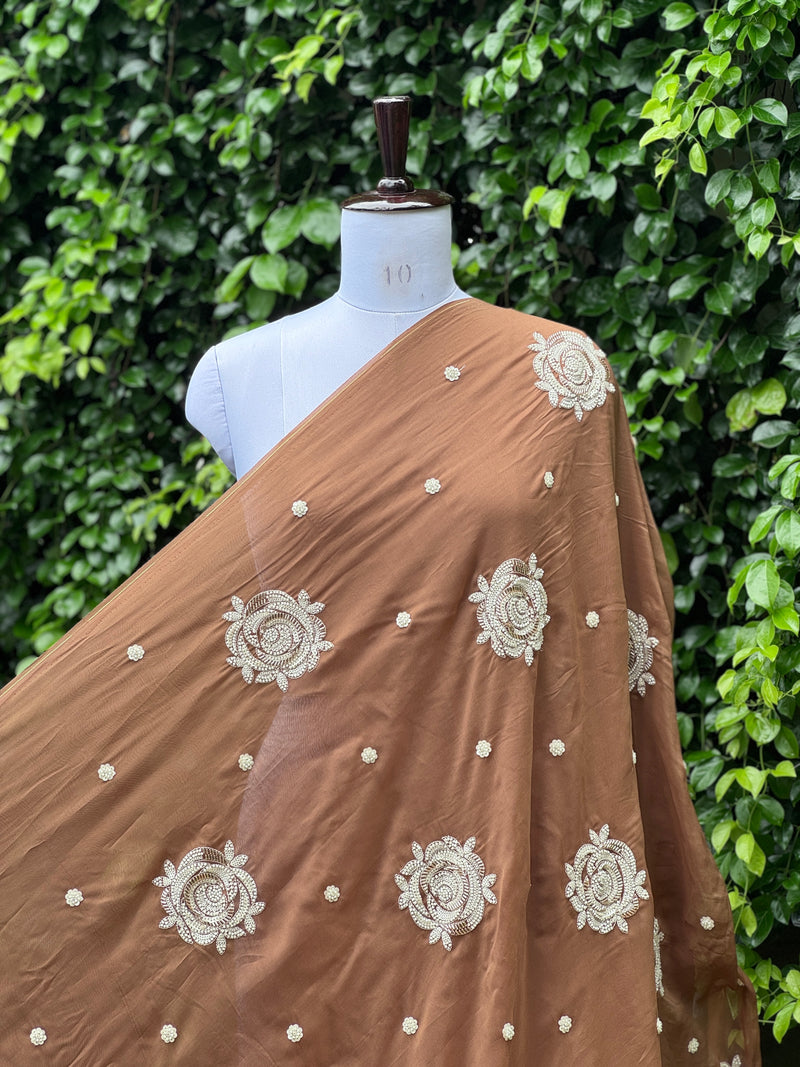 Pearl Embroidered Viscose Organza Fabric