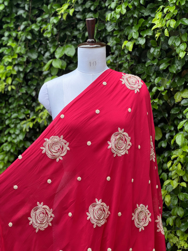 Pearl Embroidered Viscose Organza Fabric