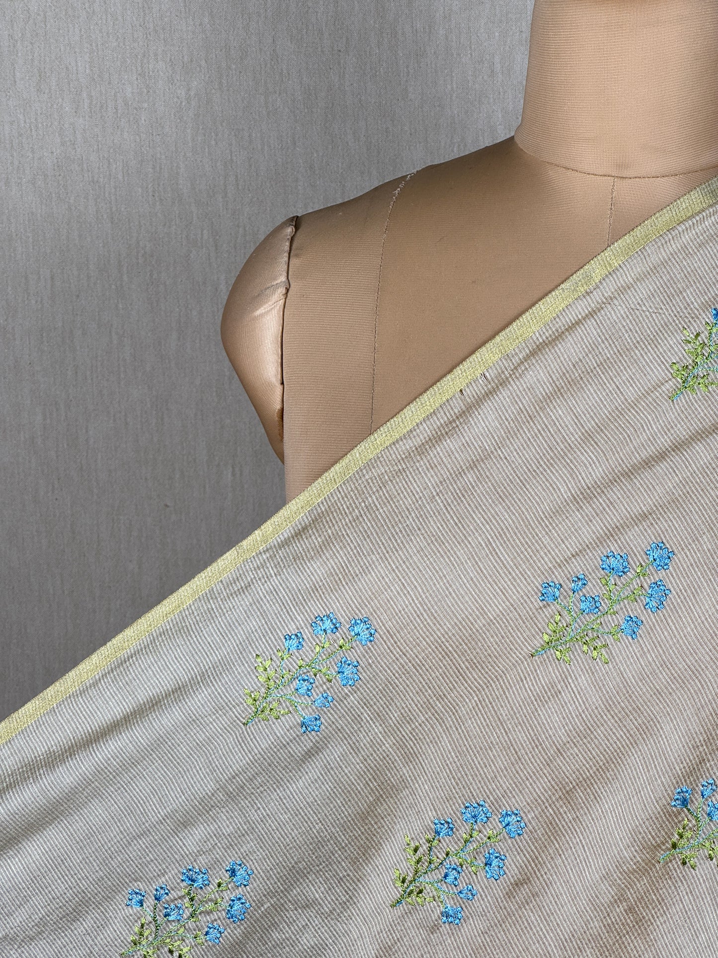 Embroidered Linen Chanderi Fabric