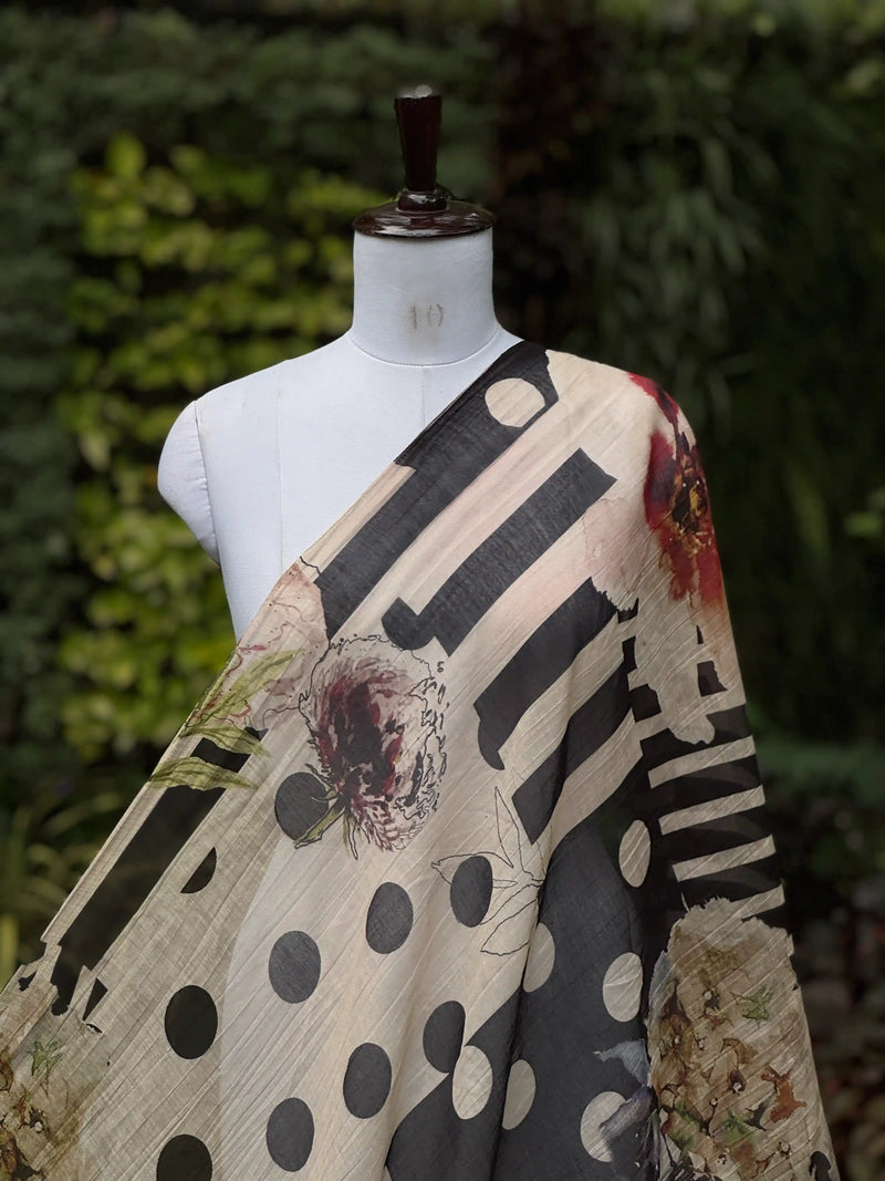 Digital Printed Banarasi Mul Chanderi Fabric