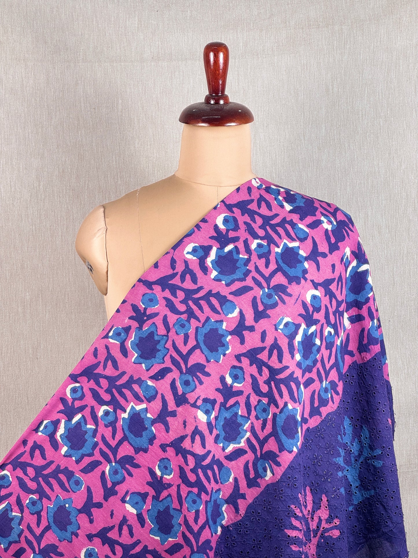 Ajrakh Dabu Block-printed Hakoba Cotton Fabric