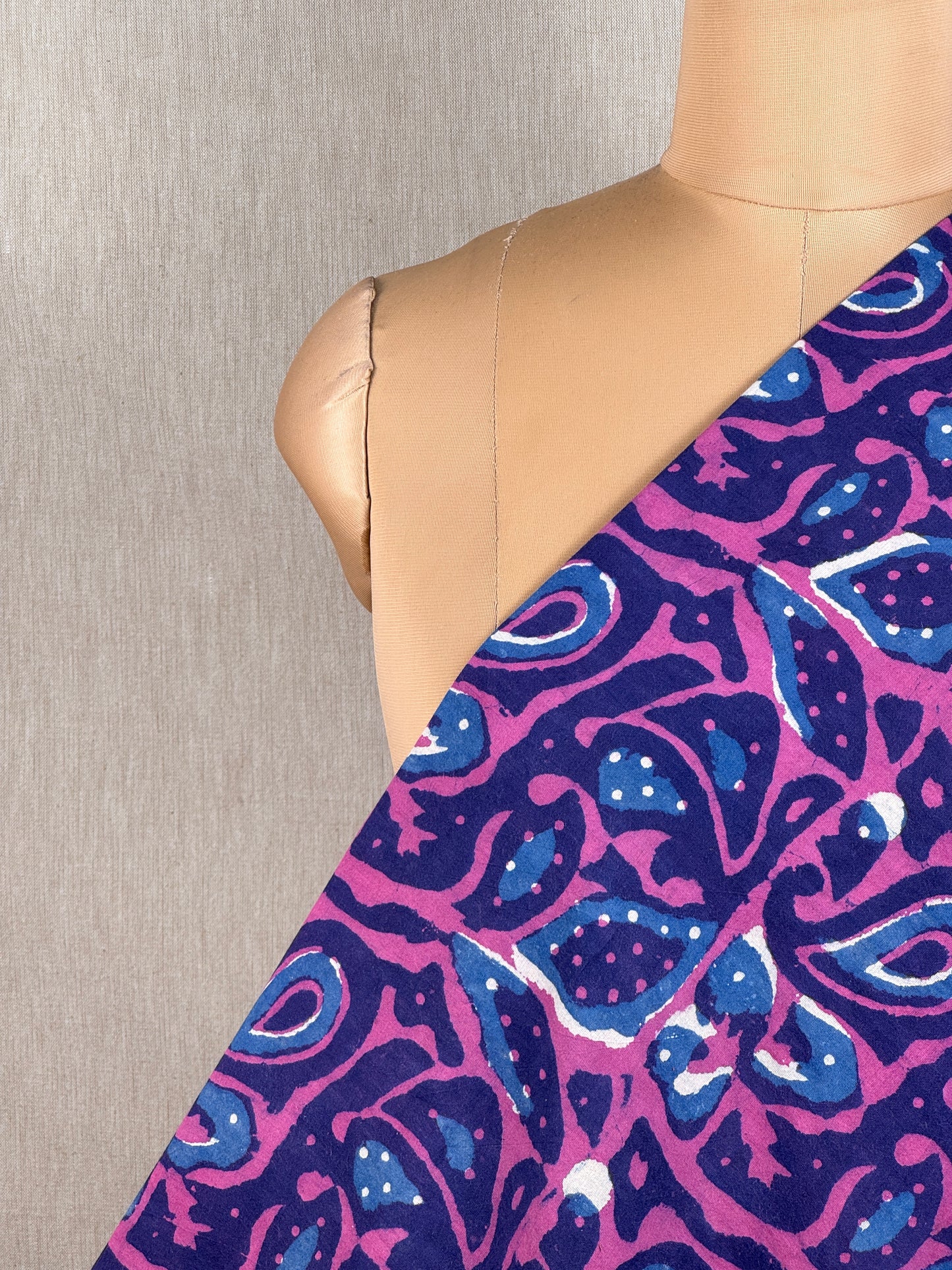 Ajrakh Dabu Block-printed Hakoba Cotton Fabric