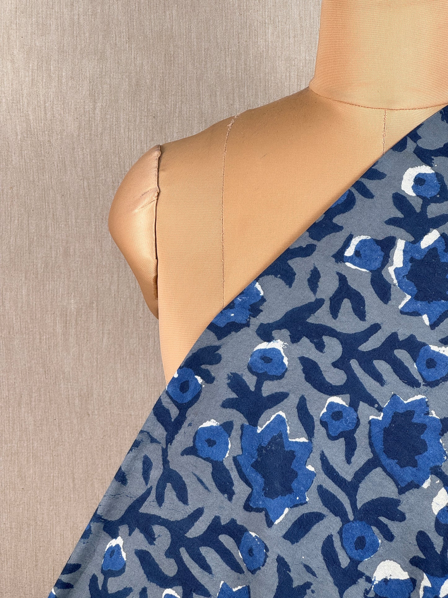 Ajrakh Dabu Block-printed Hakoba Cotton Fabric