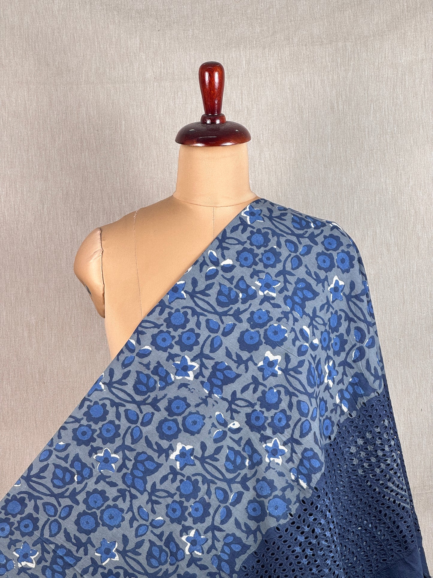 Ajrakh Dabu Block-printed Hakoba Cotton Fabric