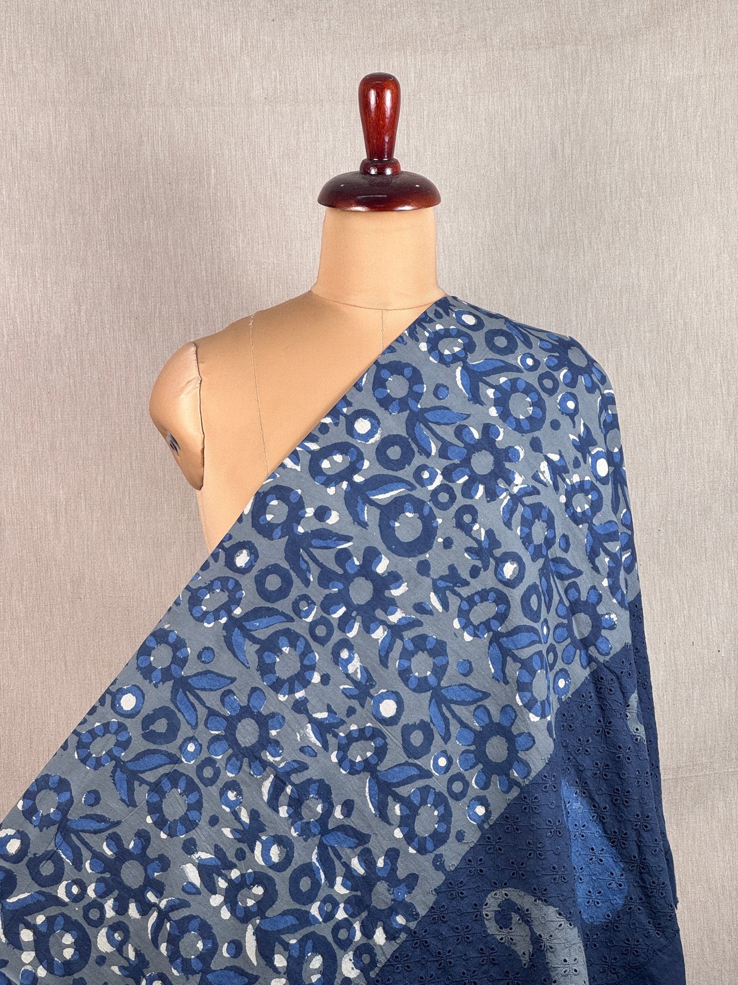 Ajrakh Dabu Block-printed Hakoba Cotton Fabric