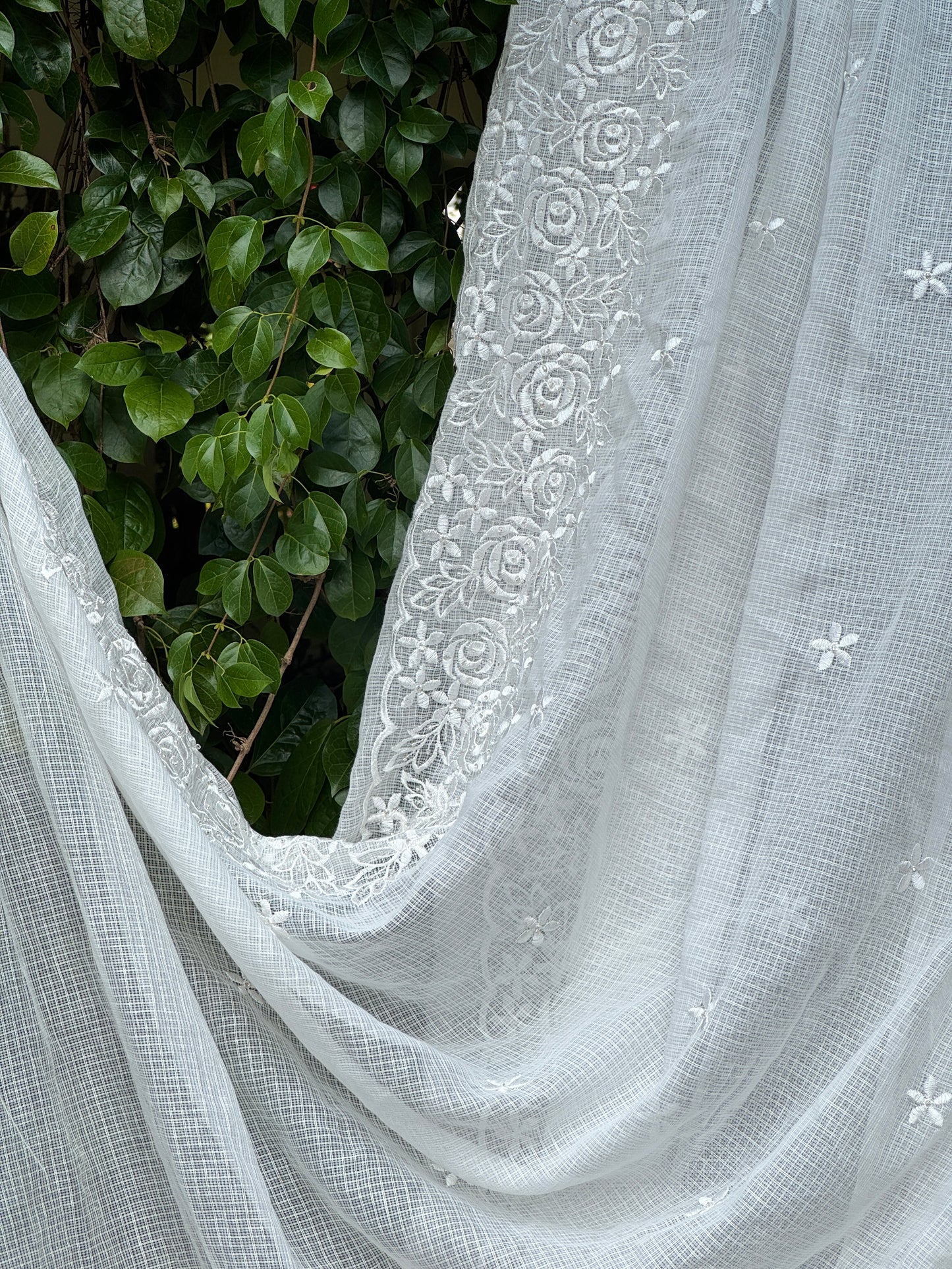 Embroidered Kota Fabric