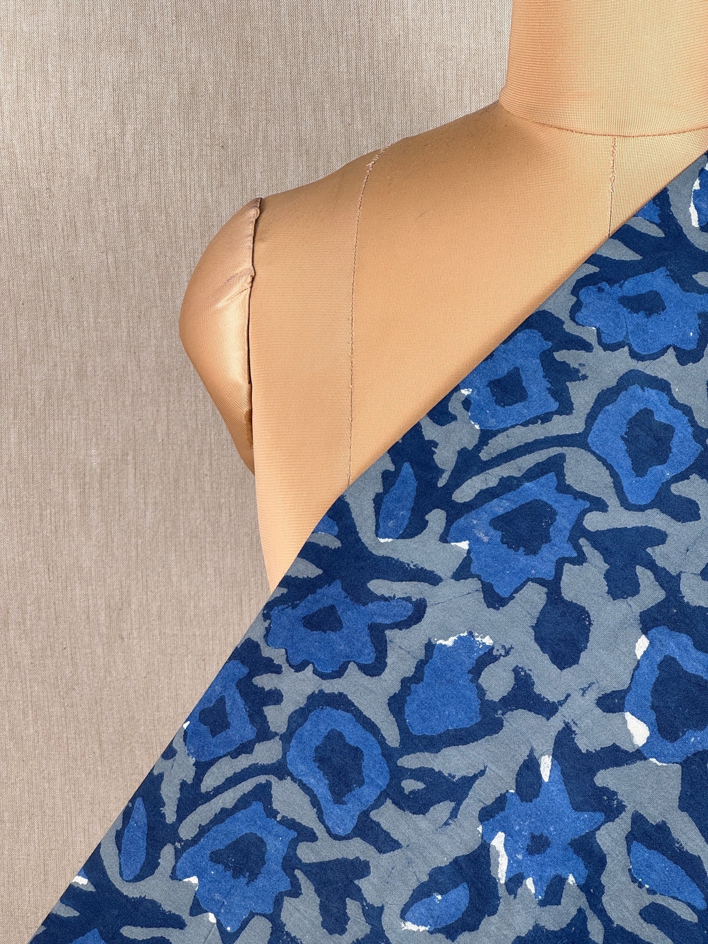 Ajrakh Dabu Block-printed Hakoba Cotton Fabric