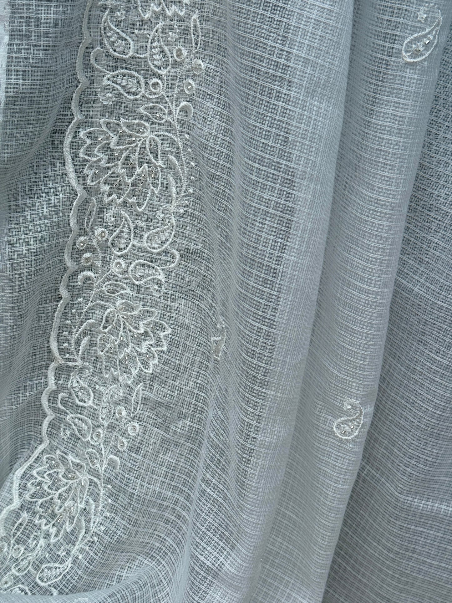 Embroidered Kota Fabric
