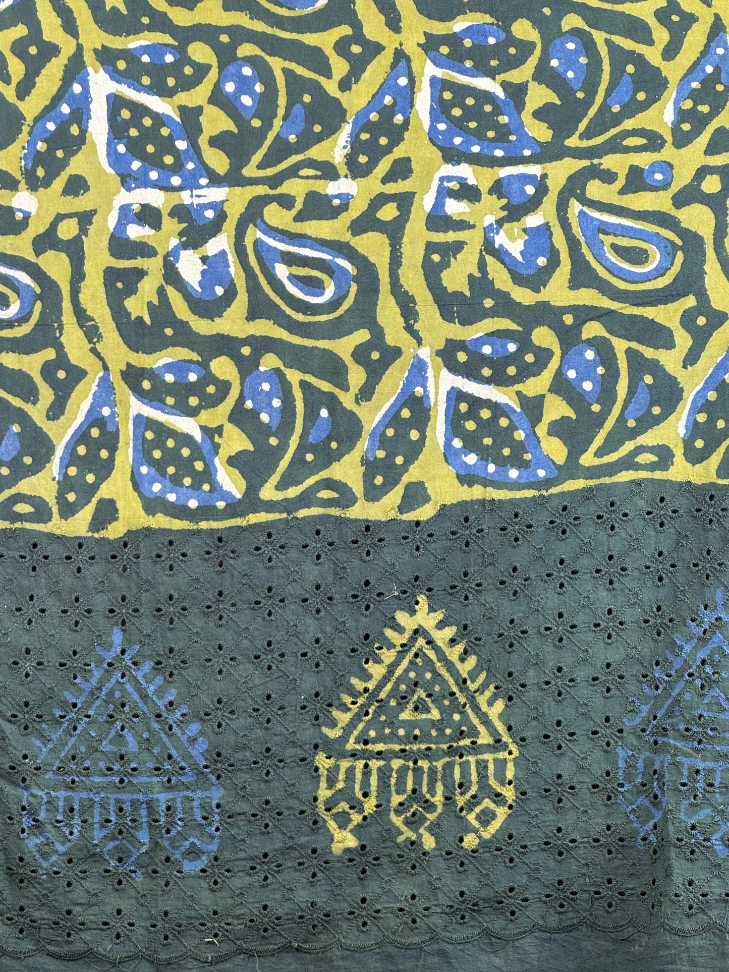 Ajrakh Dabu Block-printed Hakoba Cotton Fabric