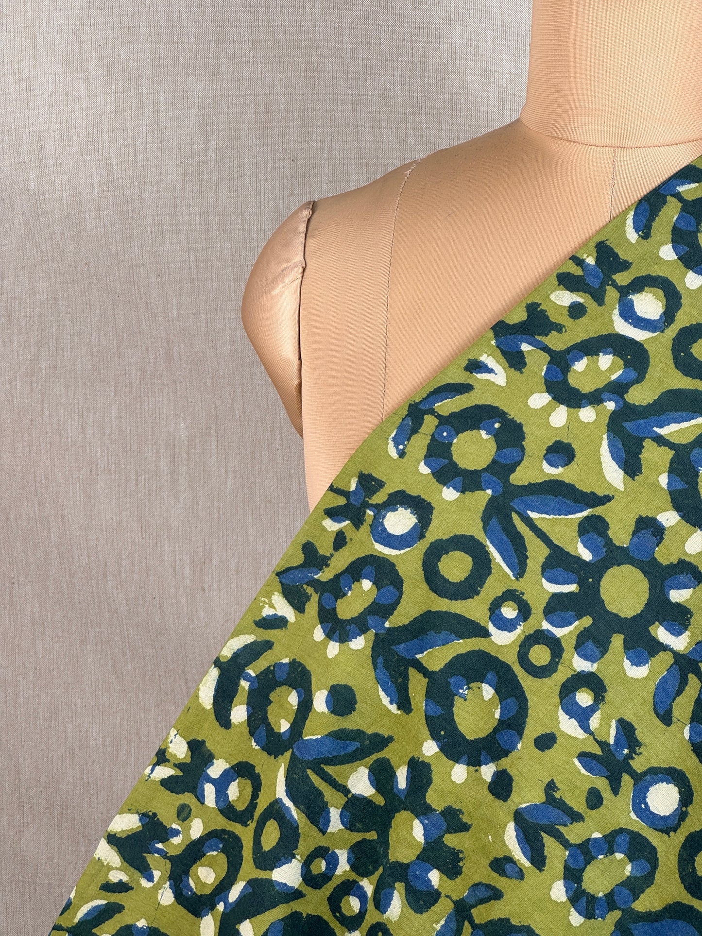 Ajrakh Dabu Block-printed Hakoba Cotton Fabric