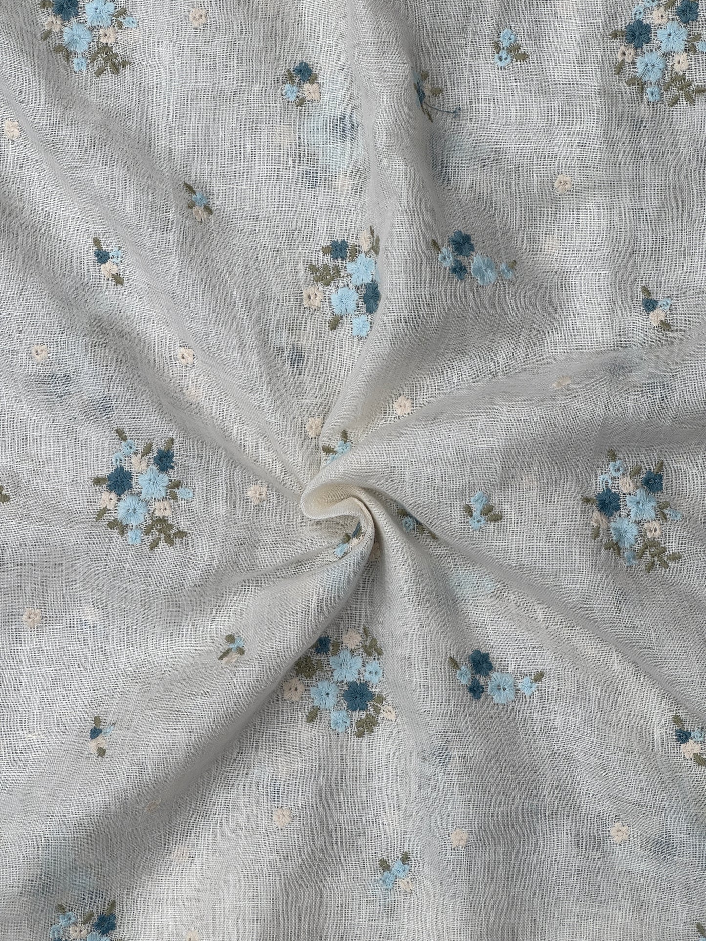 Embroidered pure linen fabric