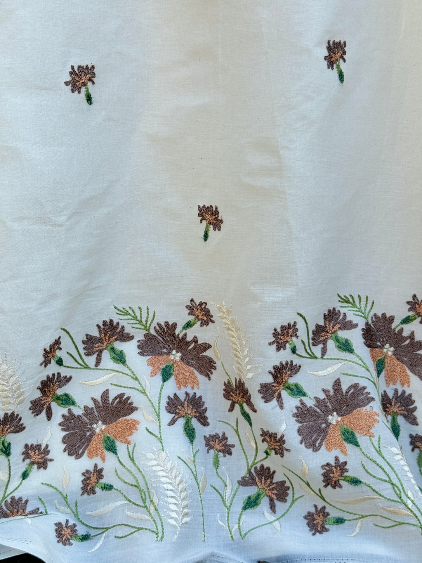 Border Embroidered Kora Fabric