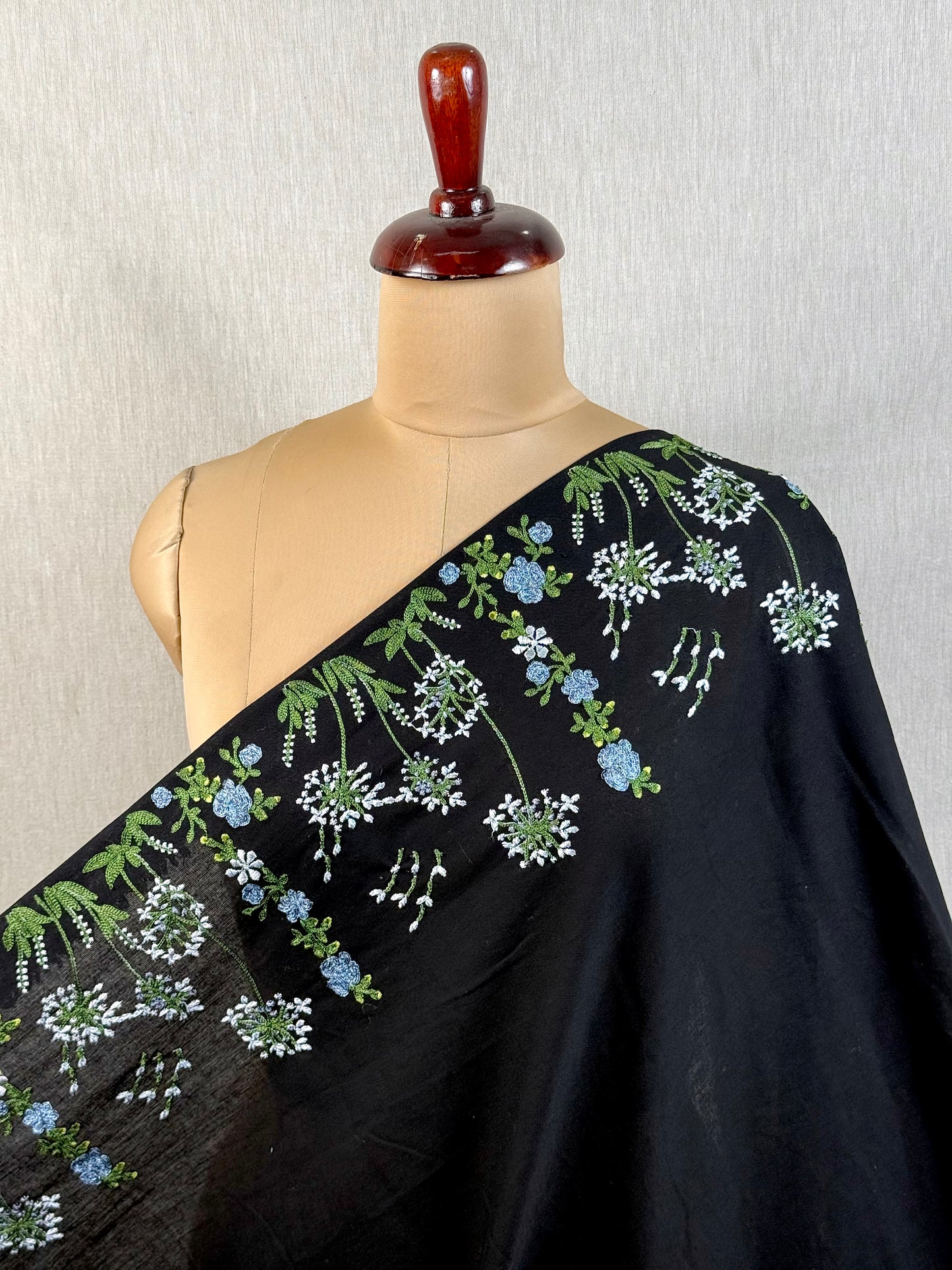Border Embroidered Flex Cotton Fabric