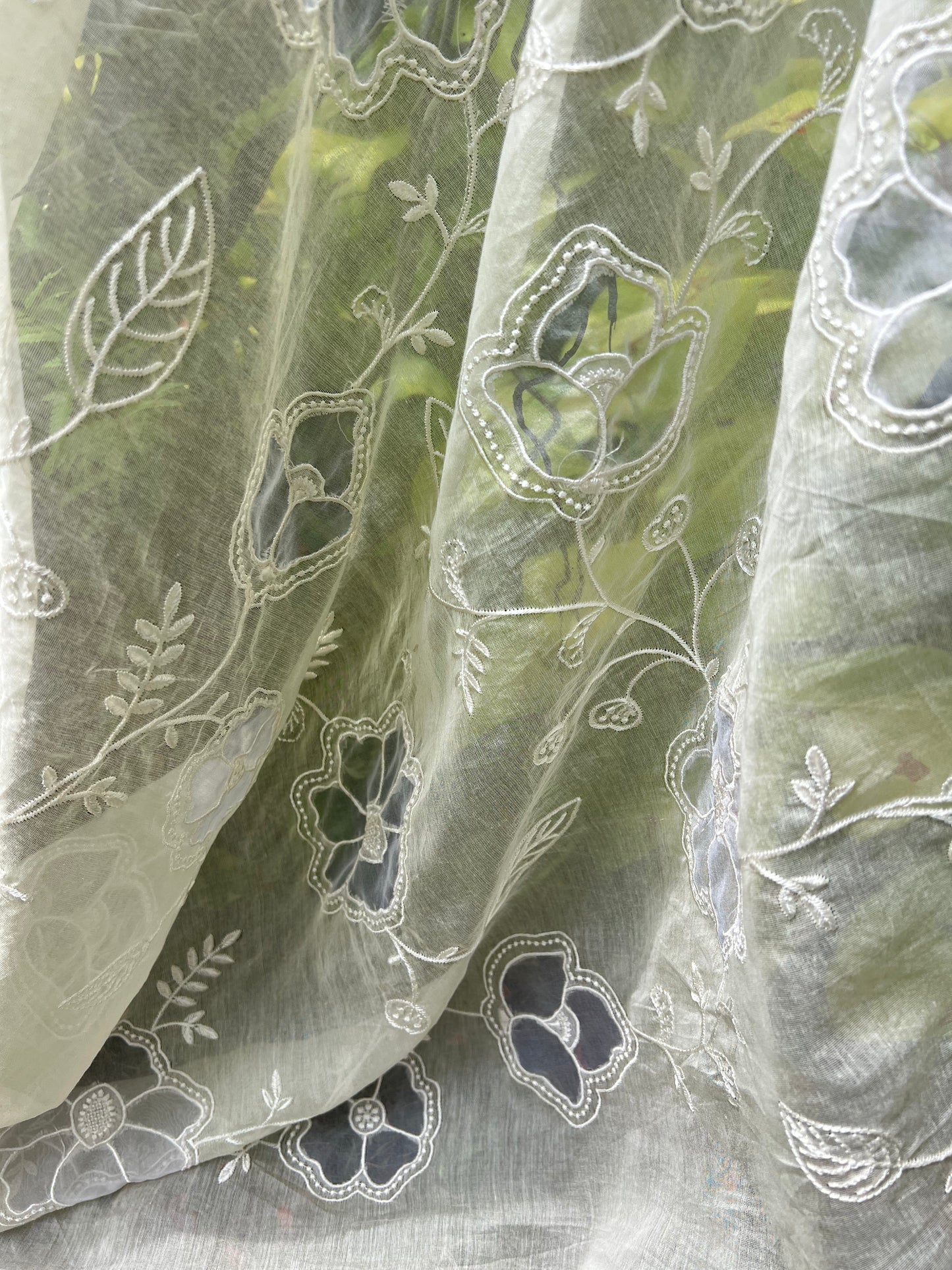 Applique Embroidered 40 gm Banarasi Chanderi Fabric