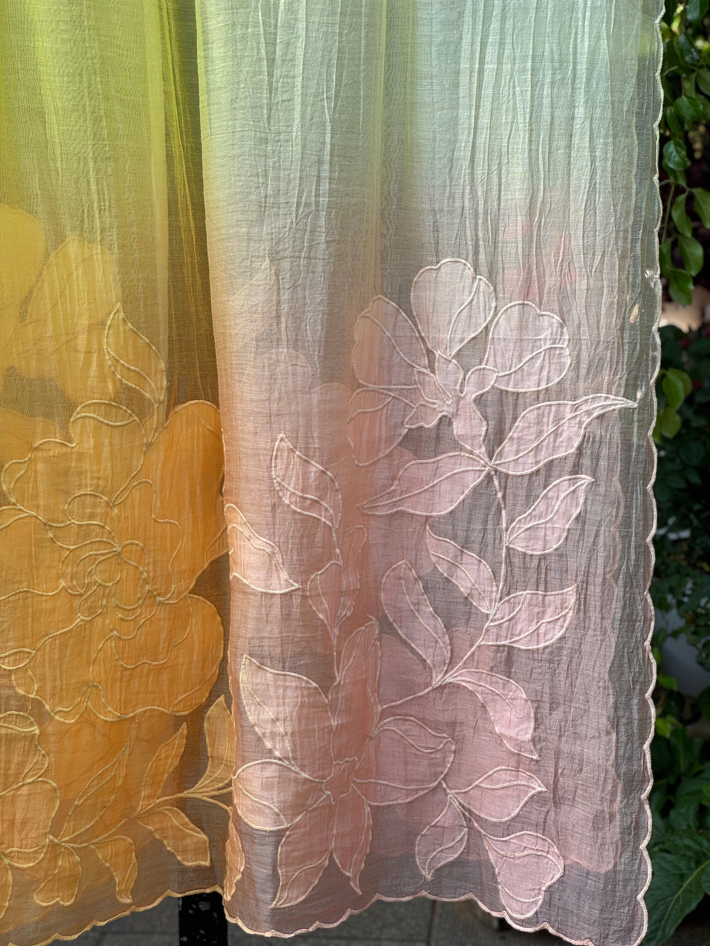 Applique Embroidered 4D Banarasi Silk Chanderi Dupatta