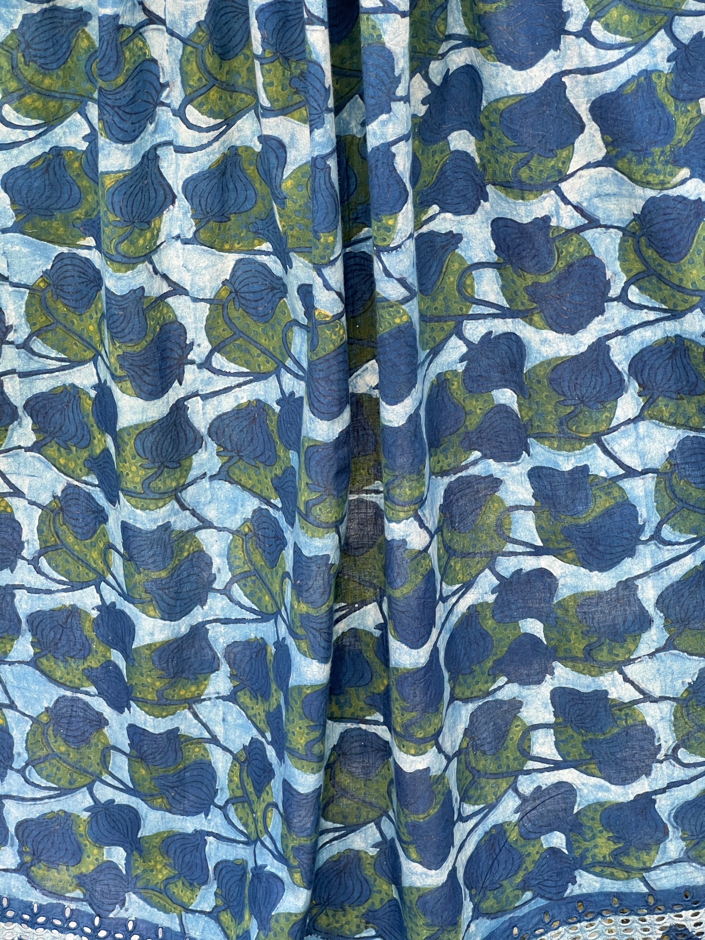 Ajrakh Dabu Block-printed Hakoba Cotton Fabric