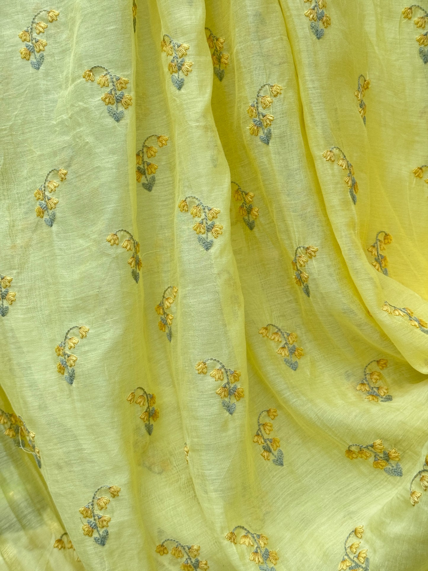 Embroidered 40 gm Banarasi Chanderi Fabric