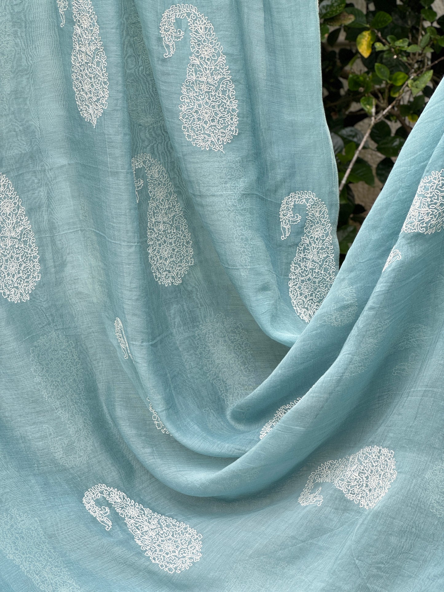 Embroidered 40 gm Banarasi Chanderi Fabric