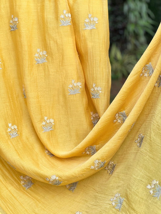 Embroidered 40 gm Banarasi Chanderi Fabric