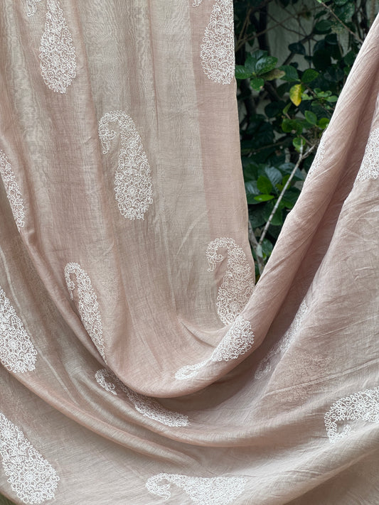 Embroidered 40 gm Banarasi Chanderi Fabric