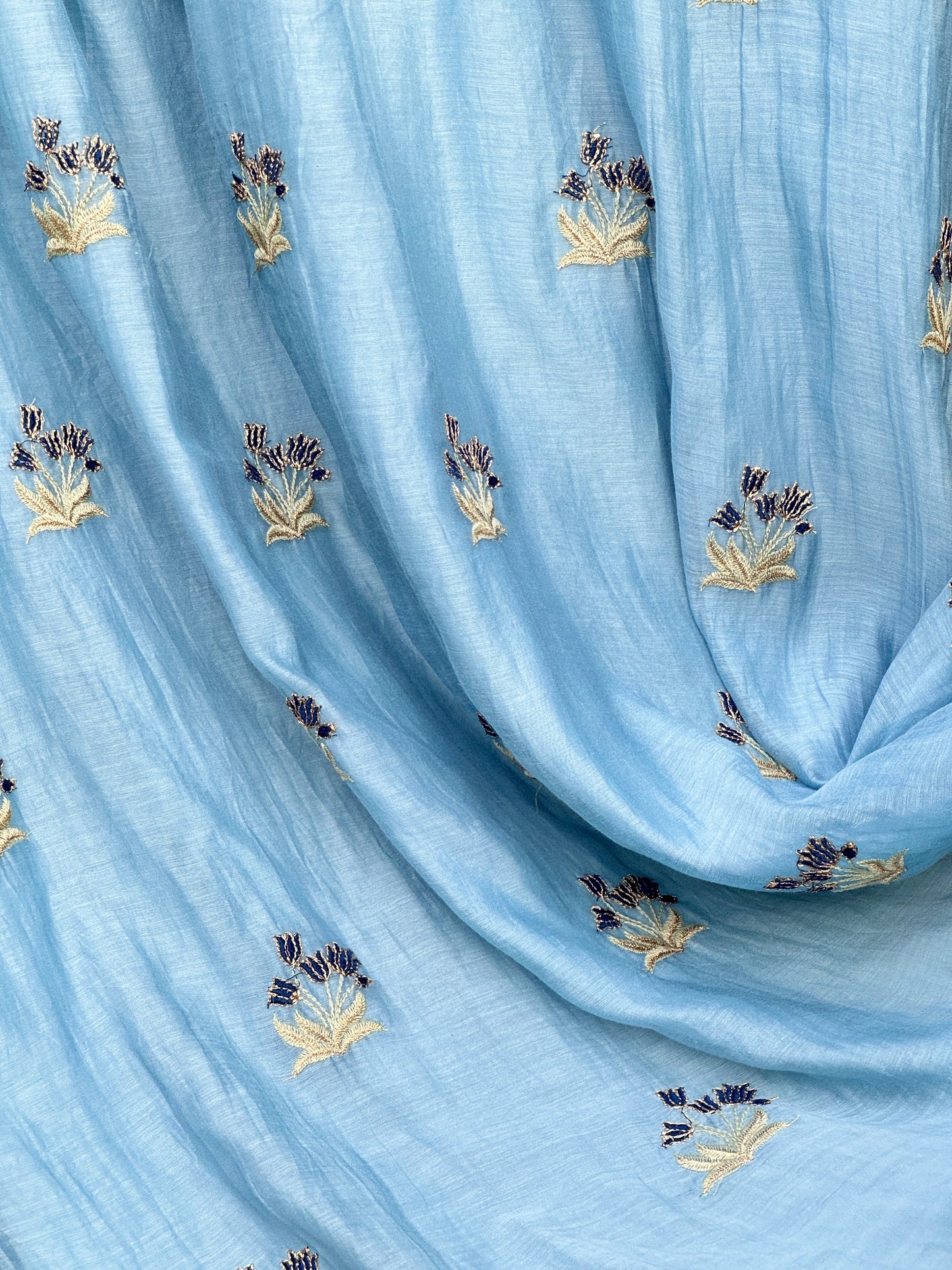 Embroidered 40 gm Banarasi Chanderi Fabric