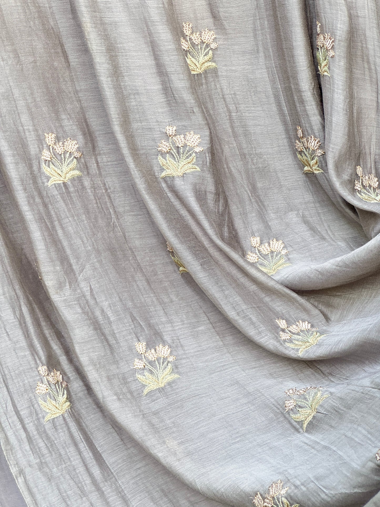 Embroidered 40 gm Banarasi Chanderi Fabric