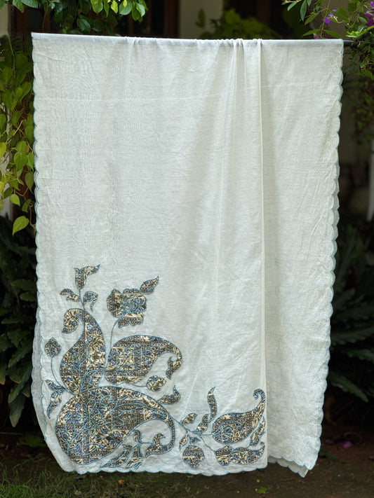 Applique Embroidered Chanderi Dupatta