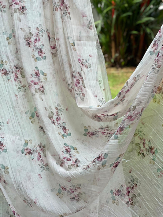 Digital Printed Malai Chanderi Fabric