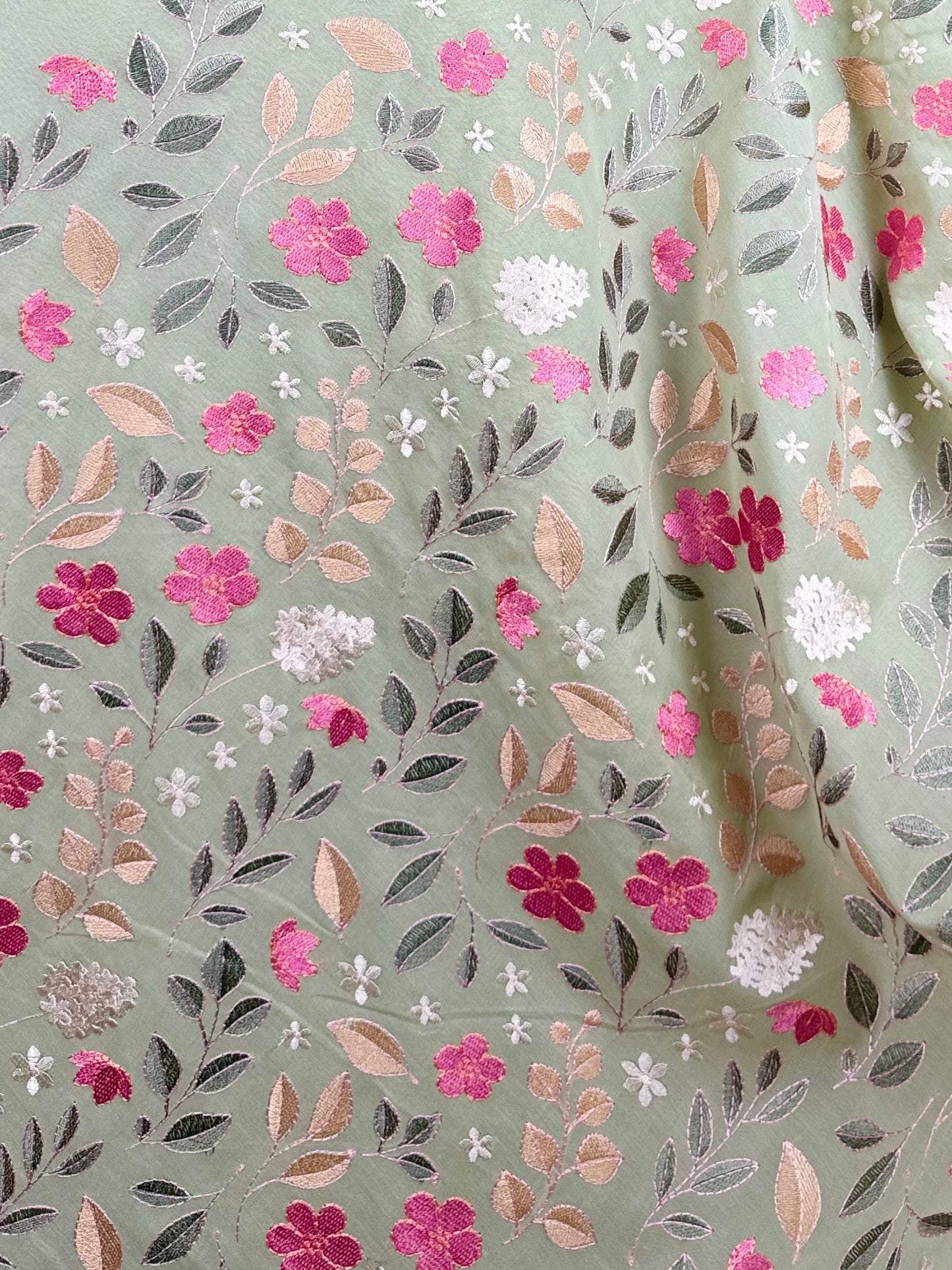 Embroidered Rubia Cotton Fabric