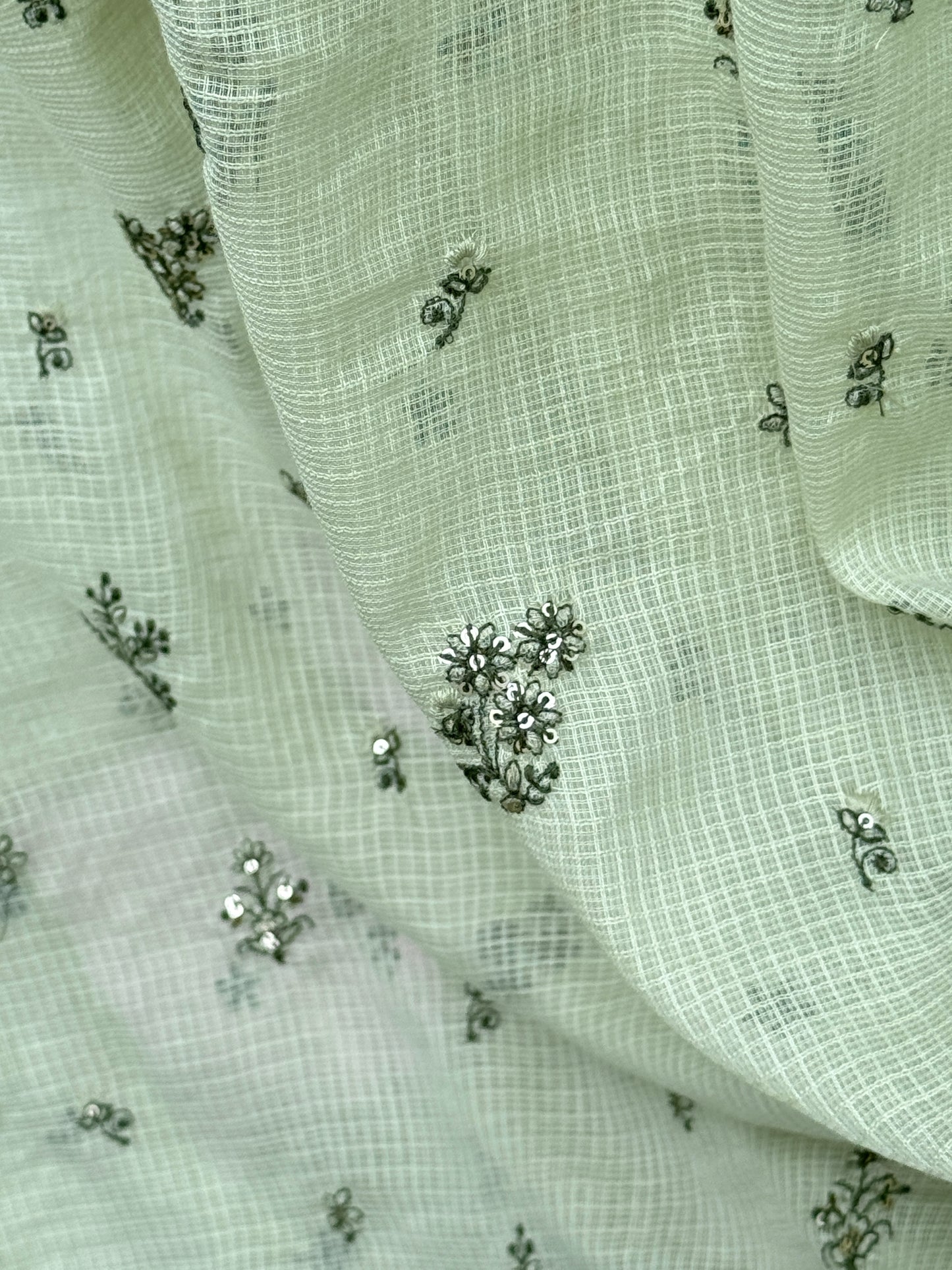Embroidered Kota Fabric