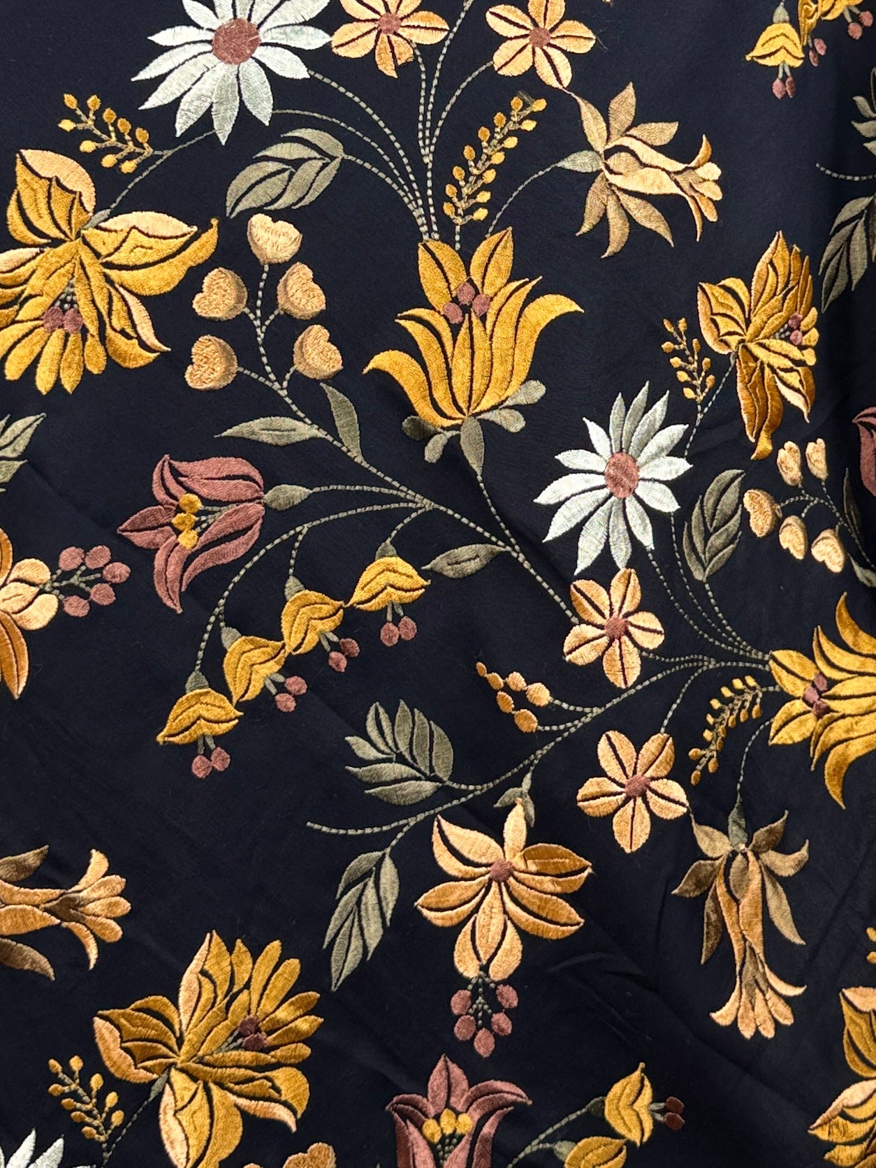 Embroidered Rubia Cotton Fabric
