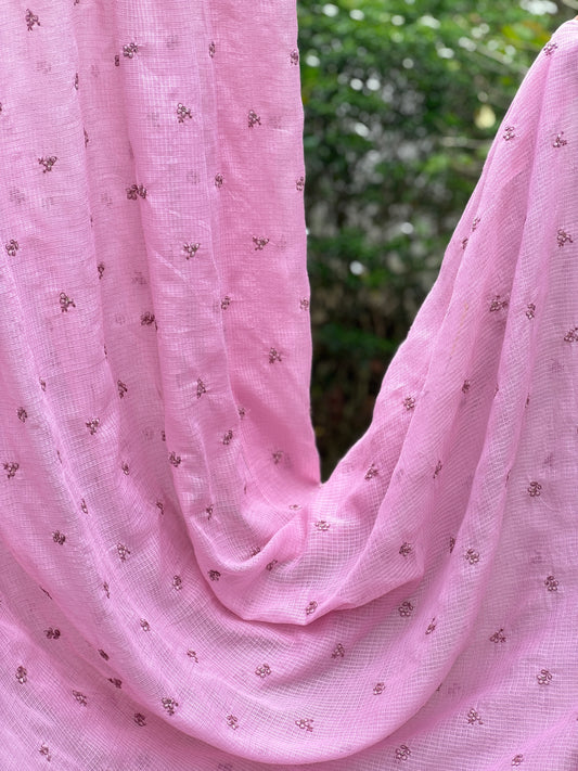 Embroidered Kota Fabric