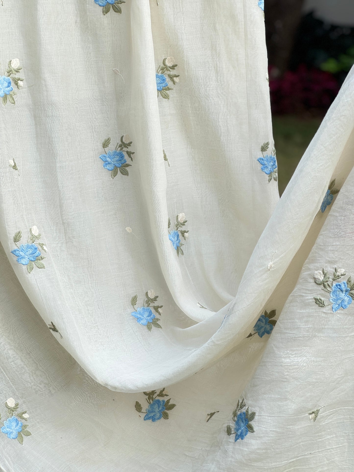 Embroidered 40 gm Banarasi Chanderi Fabric