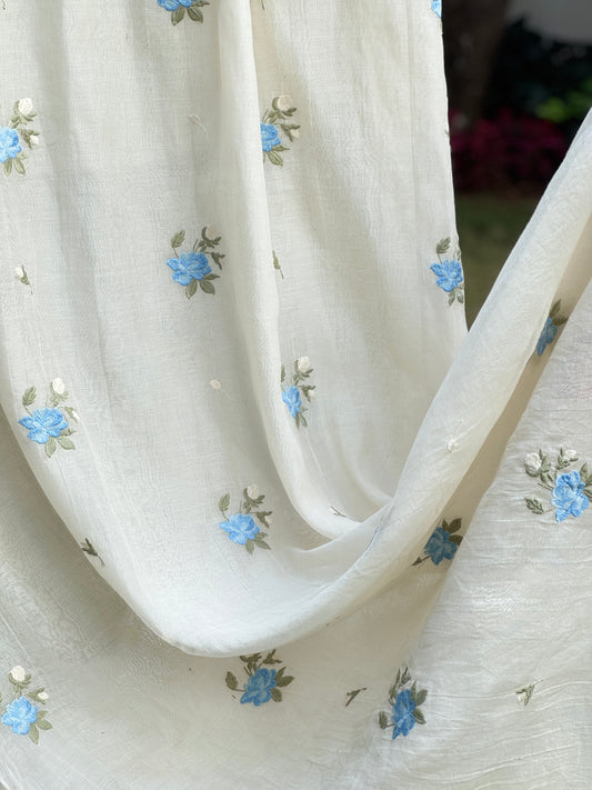 Embroidered 40 gm Banarasi Chanderi Fabric