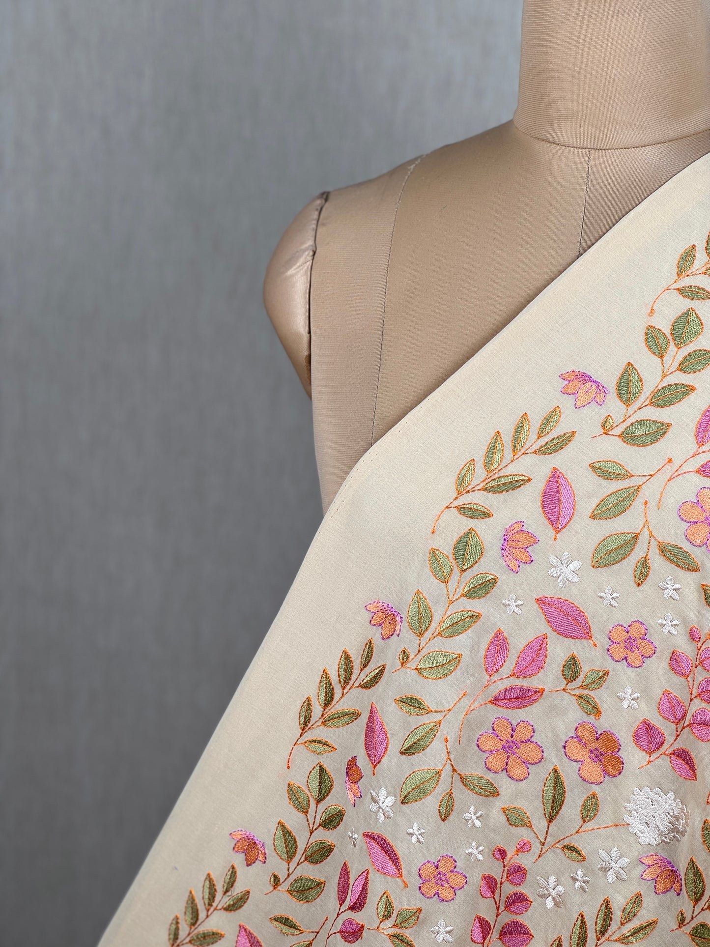 Embroidered Rubia Cotton Fabric