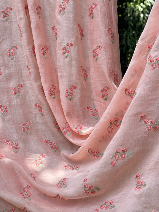 Embroidered 40 gm Banarasi Chanderi Fabric